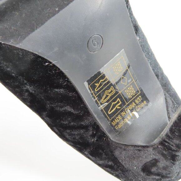 YRU Women 6 F Word Cuss Curse Black Velvet Gold Embroidered High Heels Shoes - Picture 8 of 10